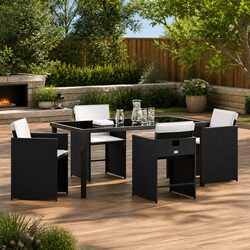Practical 5-Piece Dining Set for Garden and Patio Use