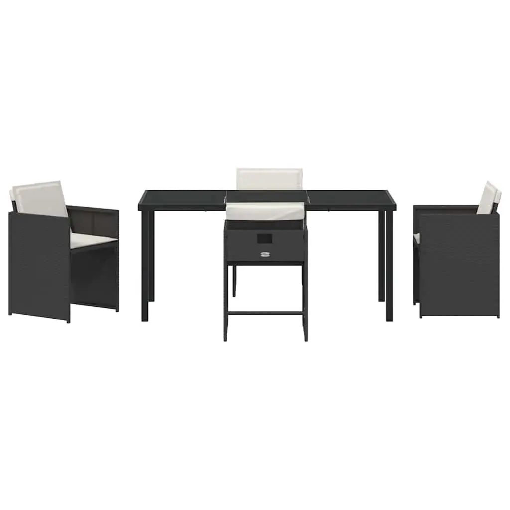 Outdoor Furniture Set 5 Piece Dining Garden Table Chairs Black Poly Rattan Construction