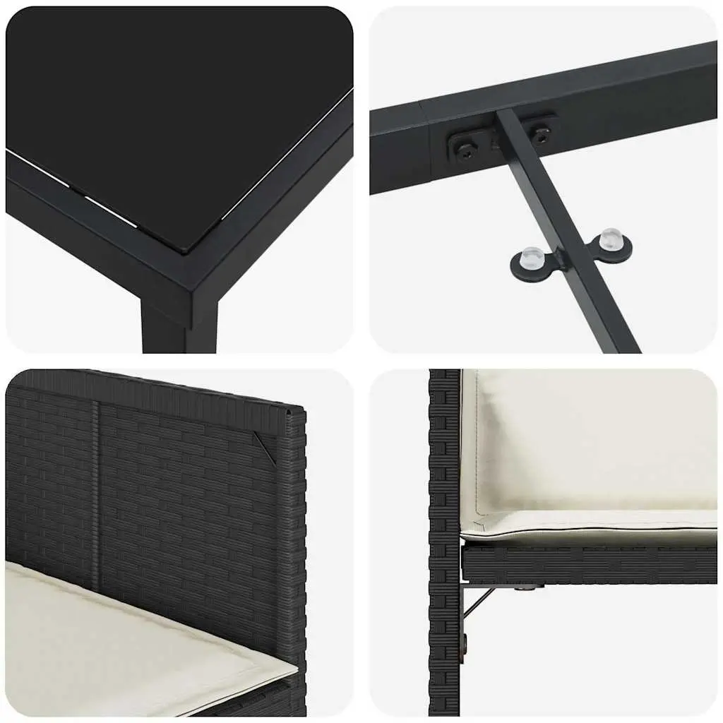 Outdoor Furniture Set 5 Piece Dining Garden Table Chairs Black Poly Rattan Construction