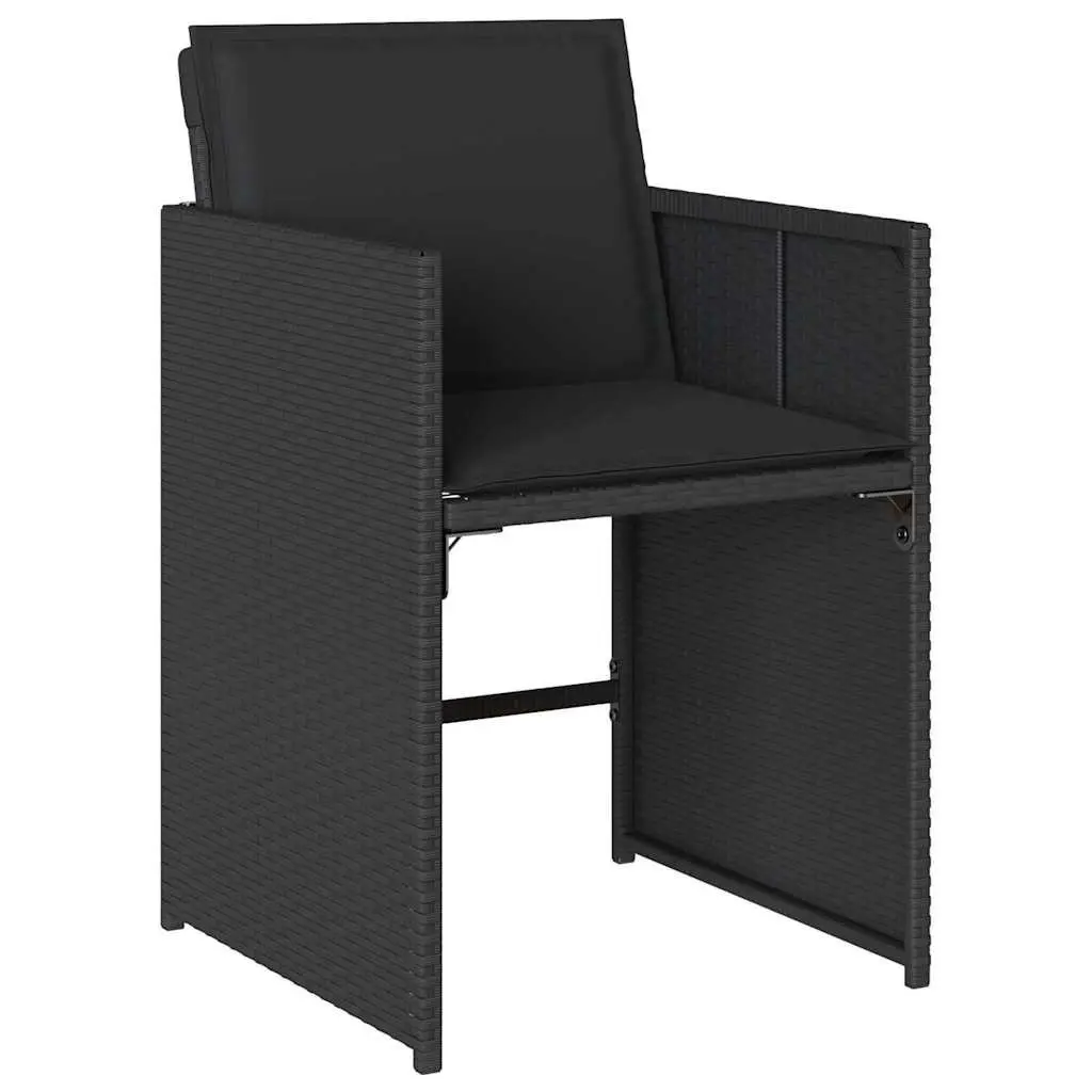 Outdoor Furniture Set Black Poly Rattan Dining Chairs Table 5 Piece