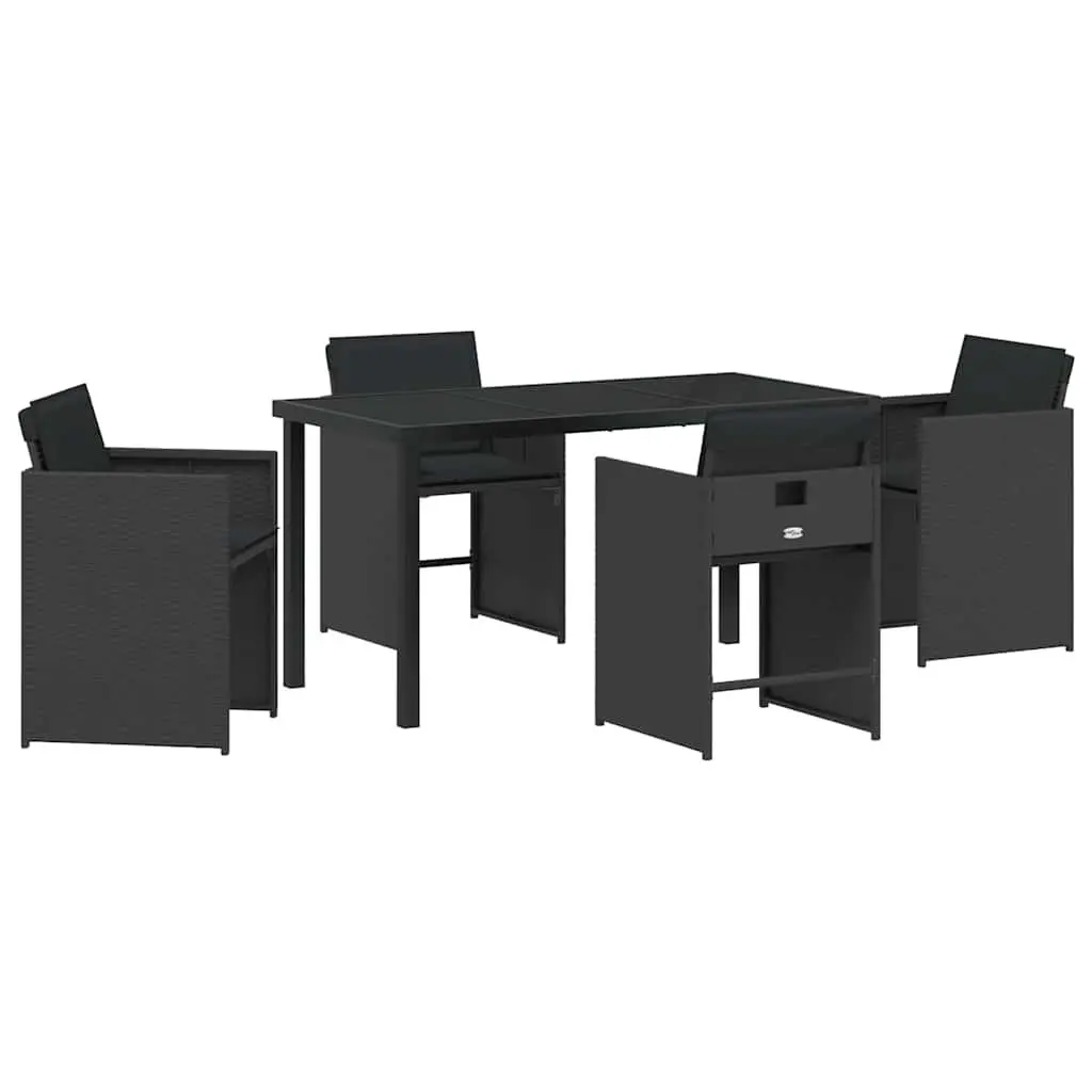 Outdoor Dining Set Poly Rattan Black 5 Piece Table Chairs
