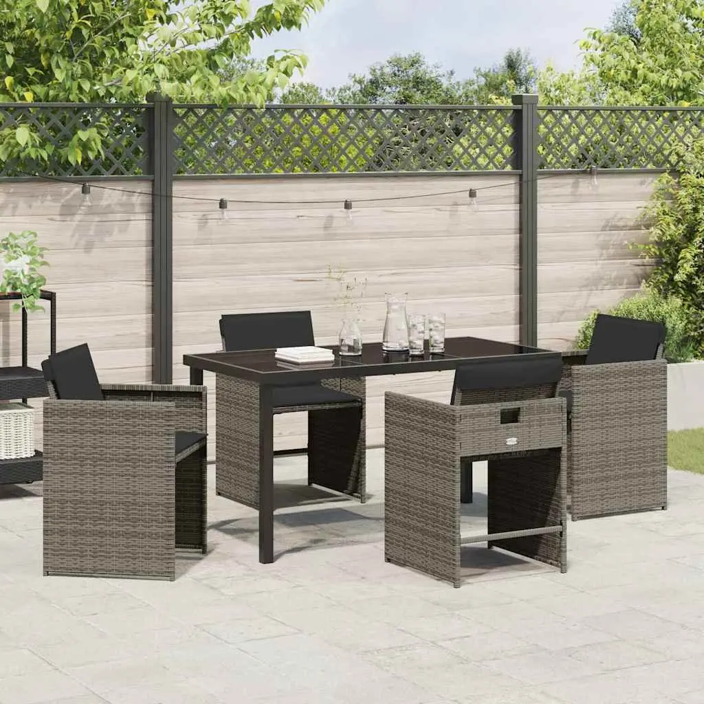 Garden Dining Set 5 Piece Grey Outdoor Furniture Patio Table Chairs