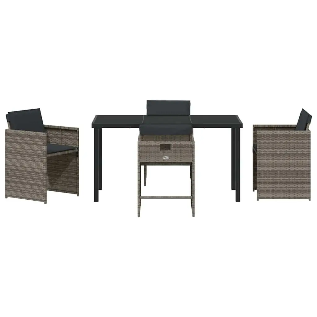 Garden Dining Set 5 Piece Grey Outdoor Furniture Patio Table Chairs
