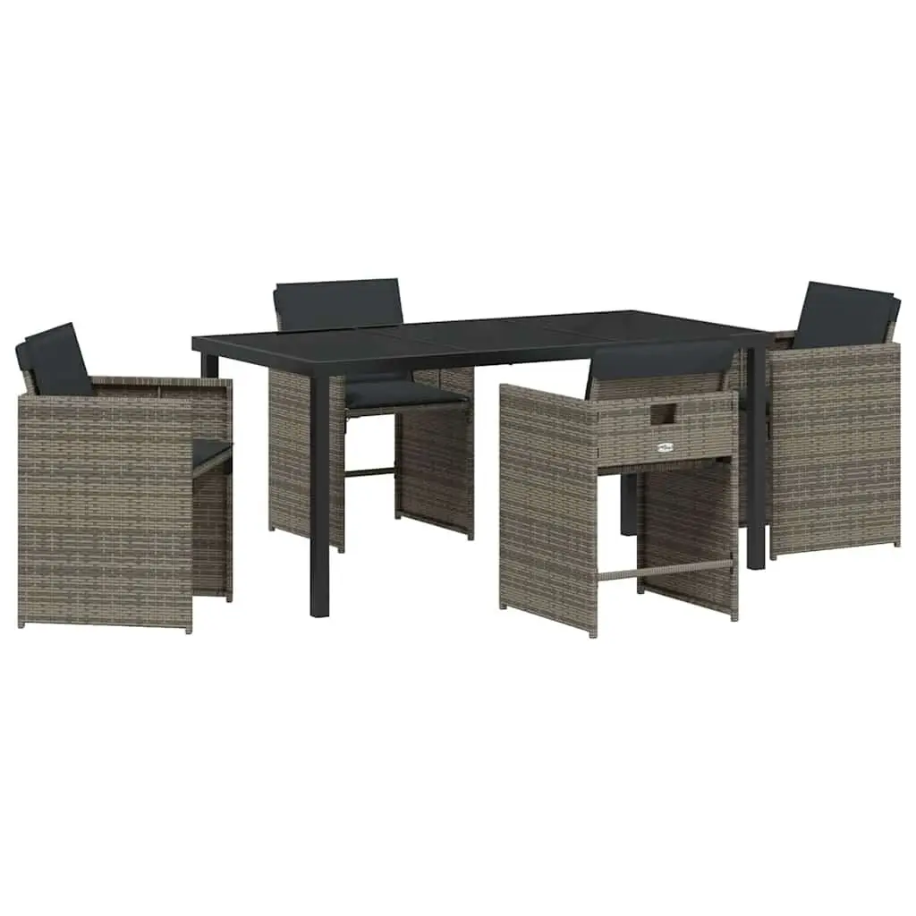 Garden Dining Set 5 Pieces Grey Outdoor Furniture Patio Table Chairs Rattan