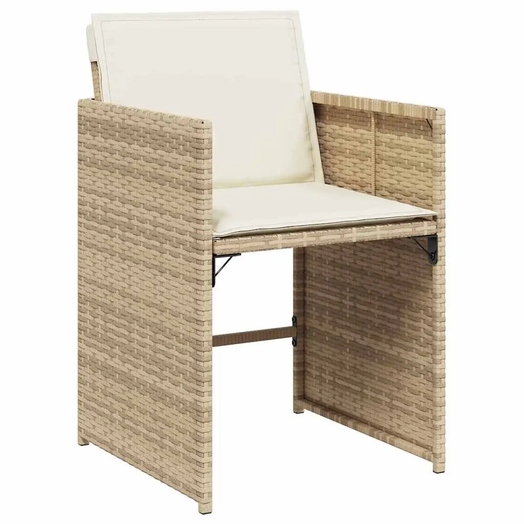 Garden Dining Set 5 Piece Poly Rattan Table Chairs Beige