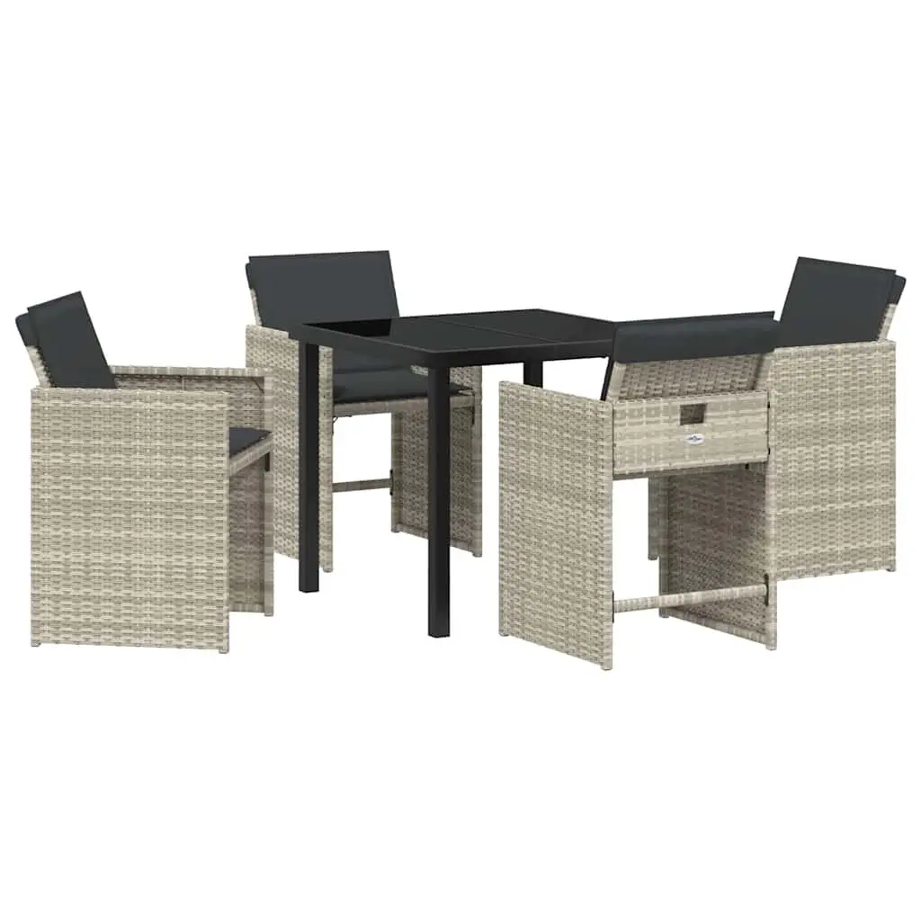 Garden Dining Set Poly Rattan 5 Piece Light Grey Outdoor Furniture Table Chairs