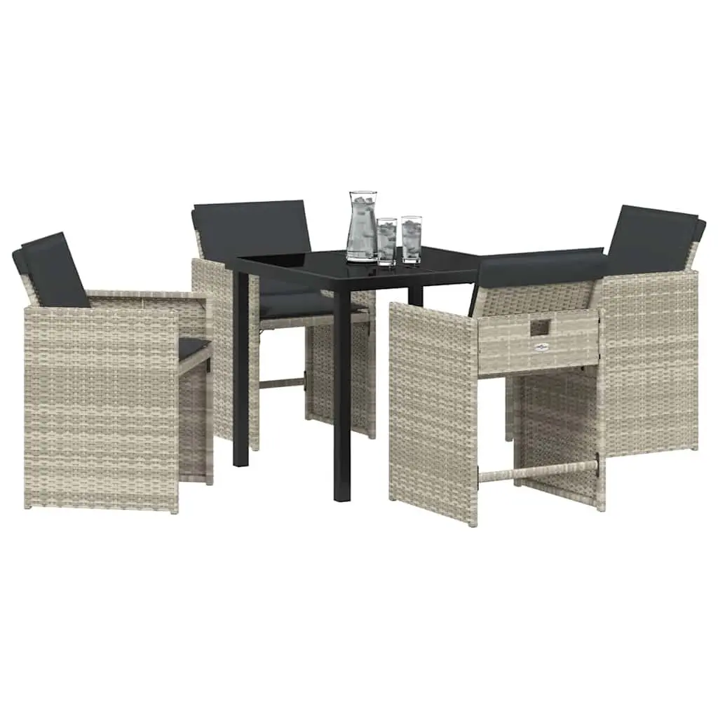 Garden Dining Set Poly Rattan 5 Piece Light Grey Outdoor Furniture Table Chairs