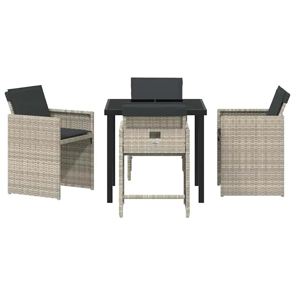Garden Dining Set Poly Rattan 5 Piece Light Grey Outdoor Furniture Table Chairs