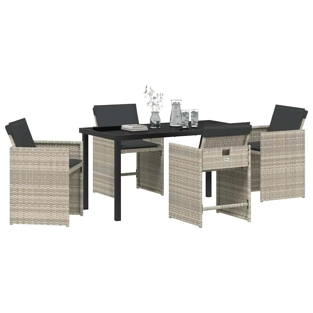 Garden Dining Set 5 Pieces Light Grey Outdoor Furniture Patio Table Chairs