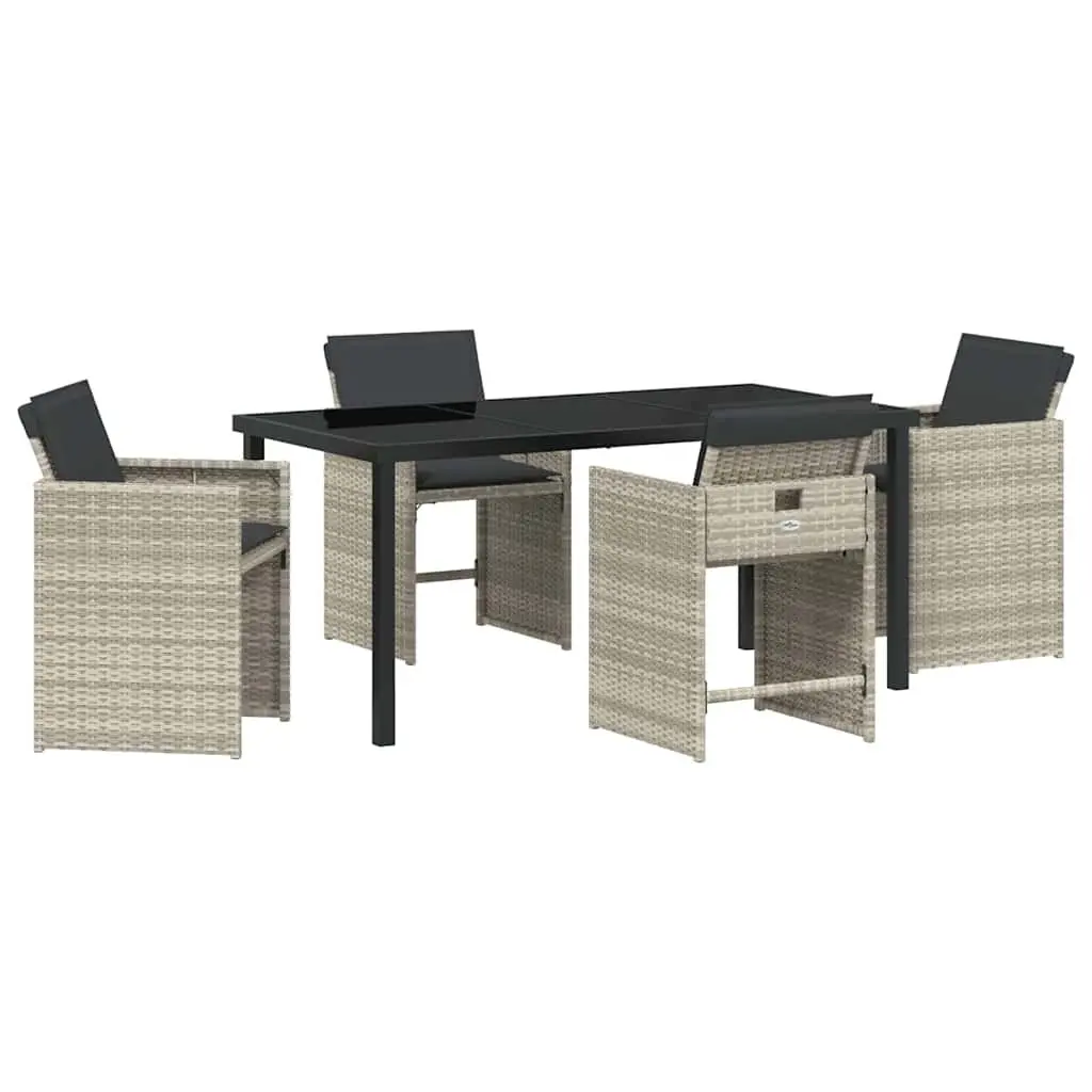 Outdoor Dining Set 5 Pieces Light Grey Poly Rattan Garden Furniture Patio Table