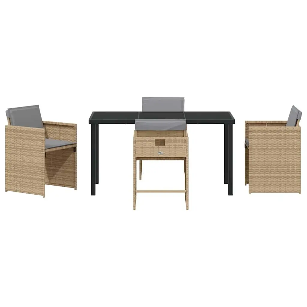 Garden Dining Set 5 Piece Outdoor Furniture Poly Rattan Beige Patio Table Chairs