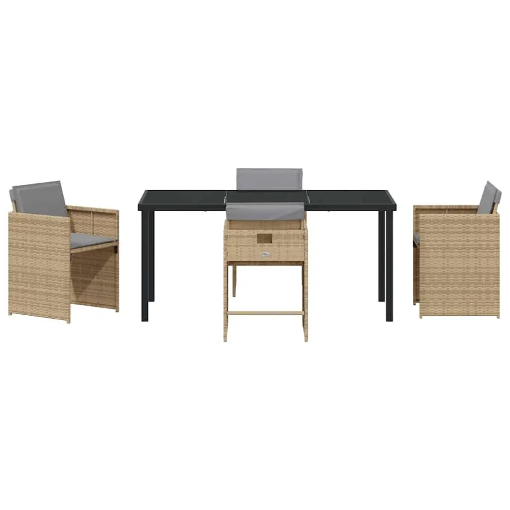Garden Dining Set 5 Piece Outdoor Furniture Poly Rattan Beige Table Chairs