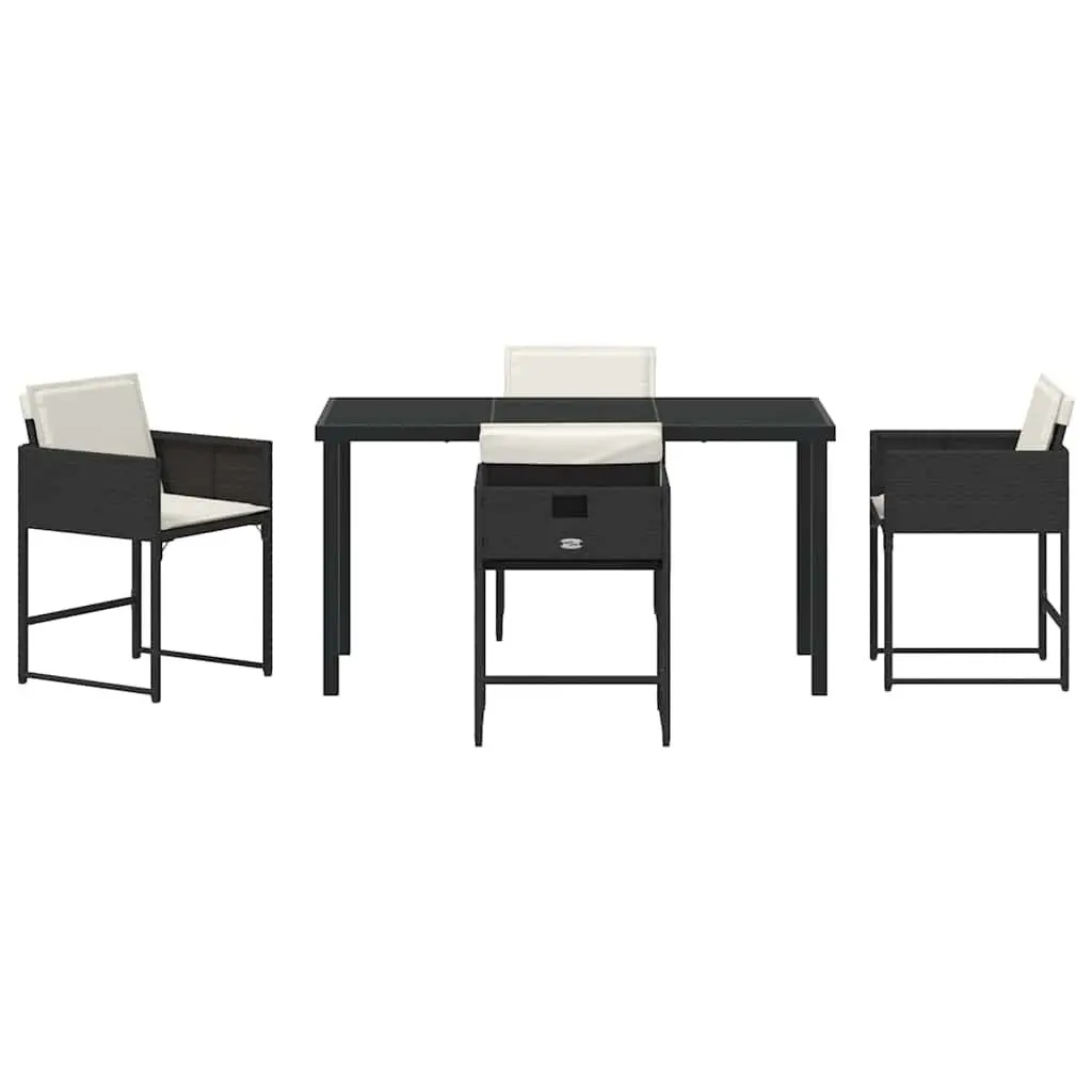 Garden Dining Set Poly Rattan 5 Piece Black Outdoor Furniture Table Chairs
