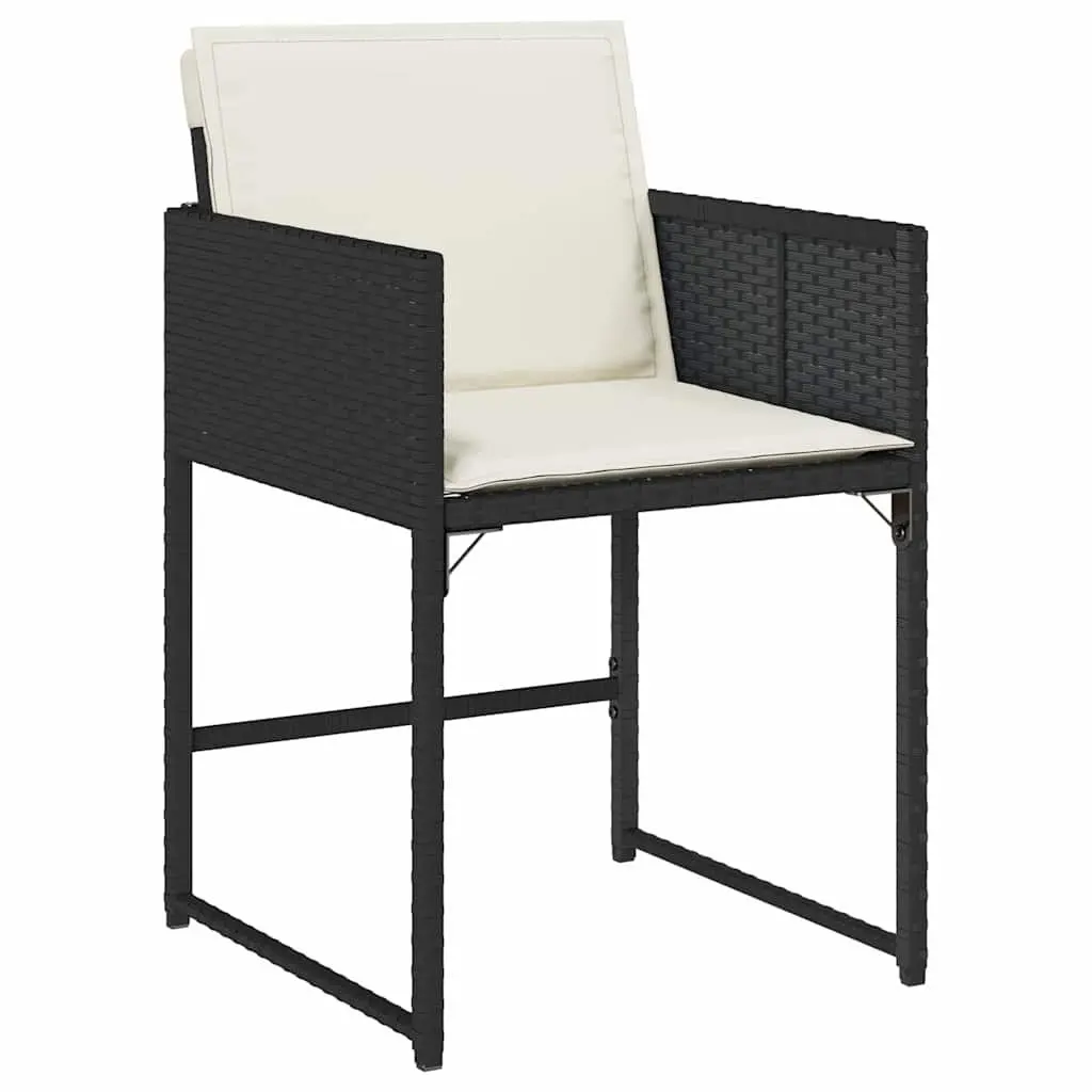 Outdoor Patio Furniture Set 5 Pieces Black Poly Rattan Steel Dining Arrangement