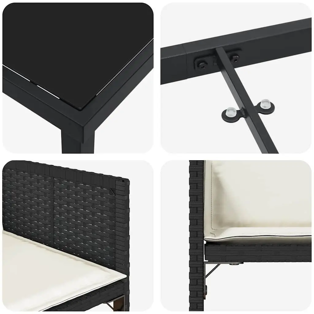 Outdoor Patio Furniture Set 5 Pieces Black Poly Rattan Steel Dining Arrangement
