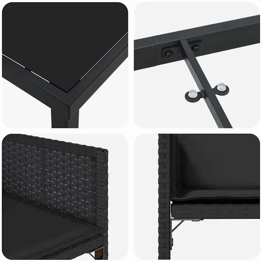 Outdoor Dining Set Poly Rattan Steel 5 Piece Black Garden Patio Table Chairs
