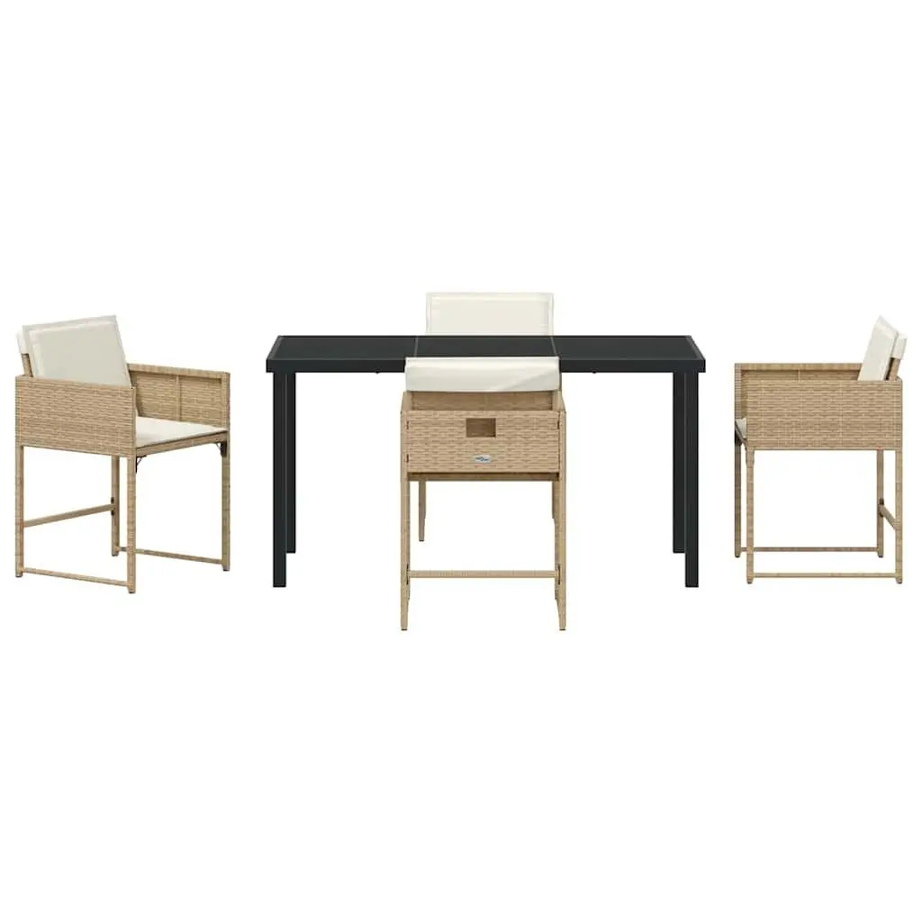 Garden Dining Set 5 Pieces Outdoor Patio Furniture Rattan Beige Modern Design
