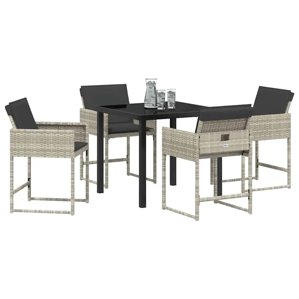 Outdoor Dining Set 5 Pieces Light Grey Garden Furniture Poly Rattan Patio Table