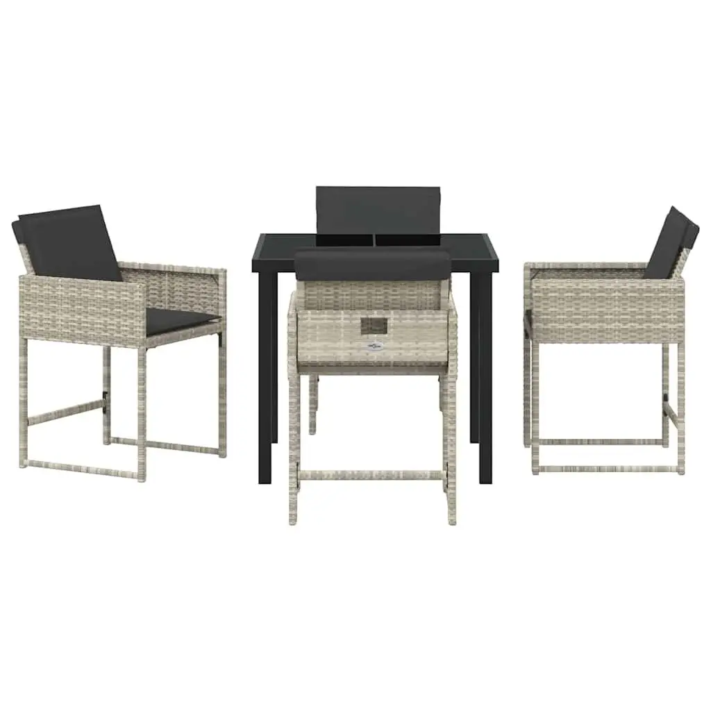 Outdoor Dining Set 5 Pieces Light Grey Garden Furniture Poly Rattan Patio Table