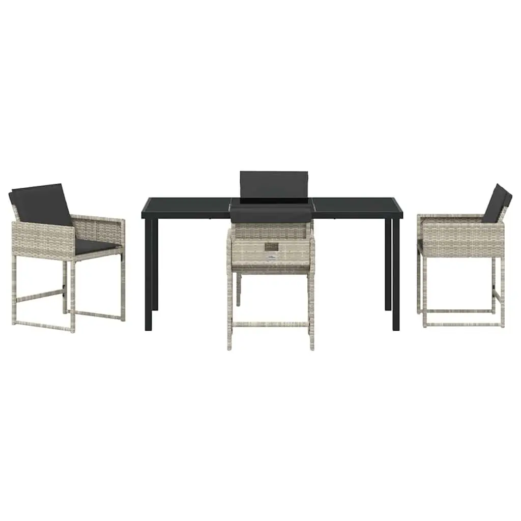 Garden Dining Set Poly Rattan Steel 5 Pieces Light Grey Outdoor Patio Furniture Table Chairs