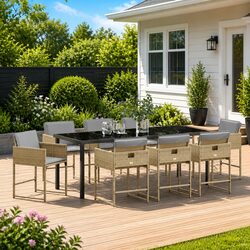 Practical 9-Piece Dining Set for Any Outdoor Setting