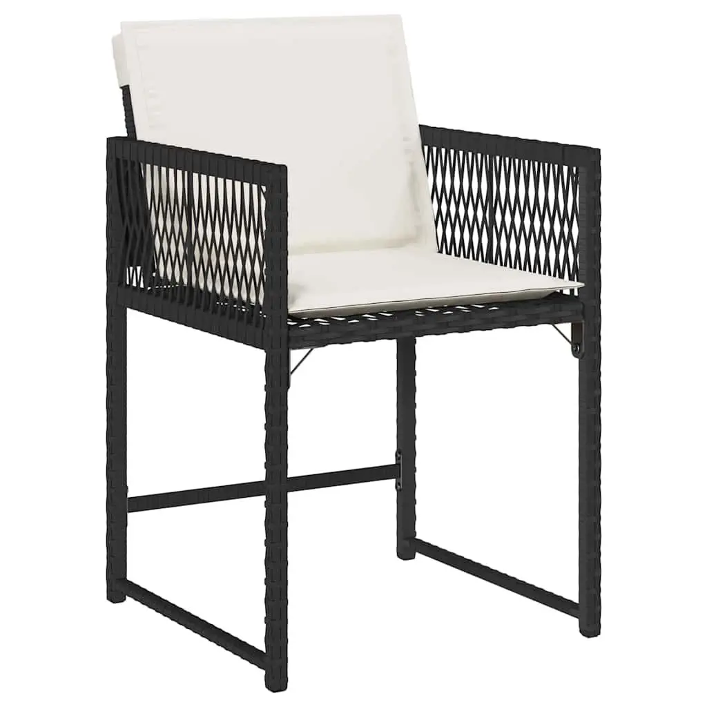 Garden Dining Set Poly Rattan Steel 5 Piece Black Outdoor Furniture