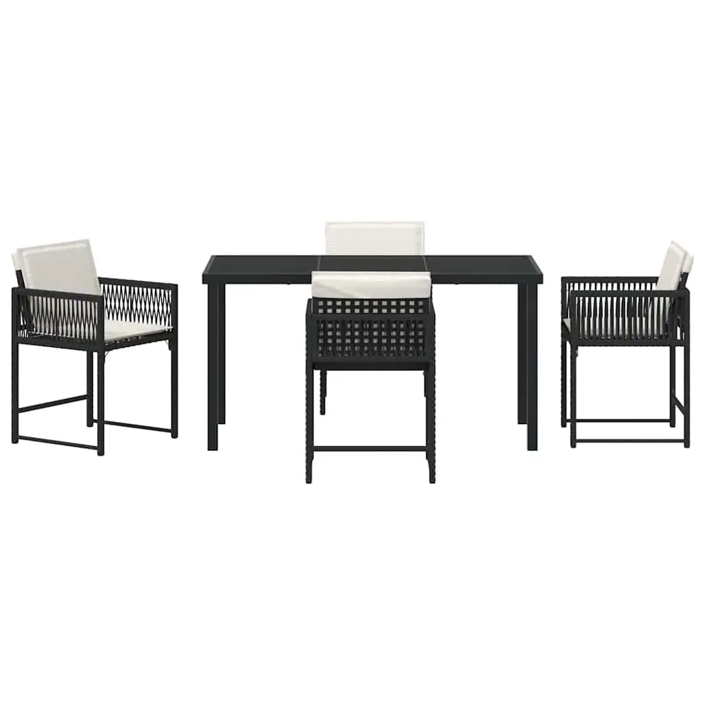 Garden Dining Set Poly Rattan Steel 5 Piece Outdoor Furniture Black