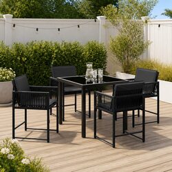 Versatile Black 5-Piece Garden Dining Set for Any Outdoor Area