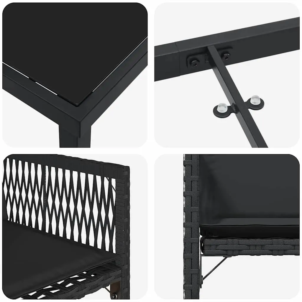 Garden Dining Set 5 Pieces Outdoor Furniture Patio Table Chairs Black