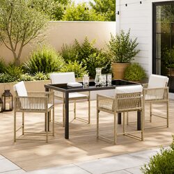 Practical 5 Piece Outdoor Dining Set with Rattan Chairs