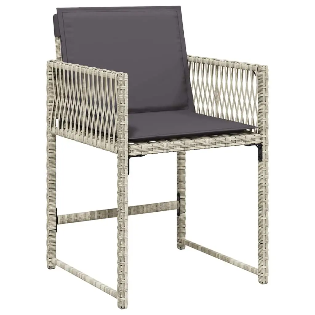 Garden Dining Set Poly Rattan Steel 5 Piece Light Grey Patio Table