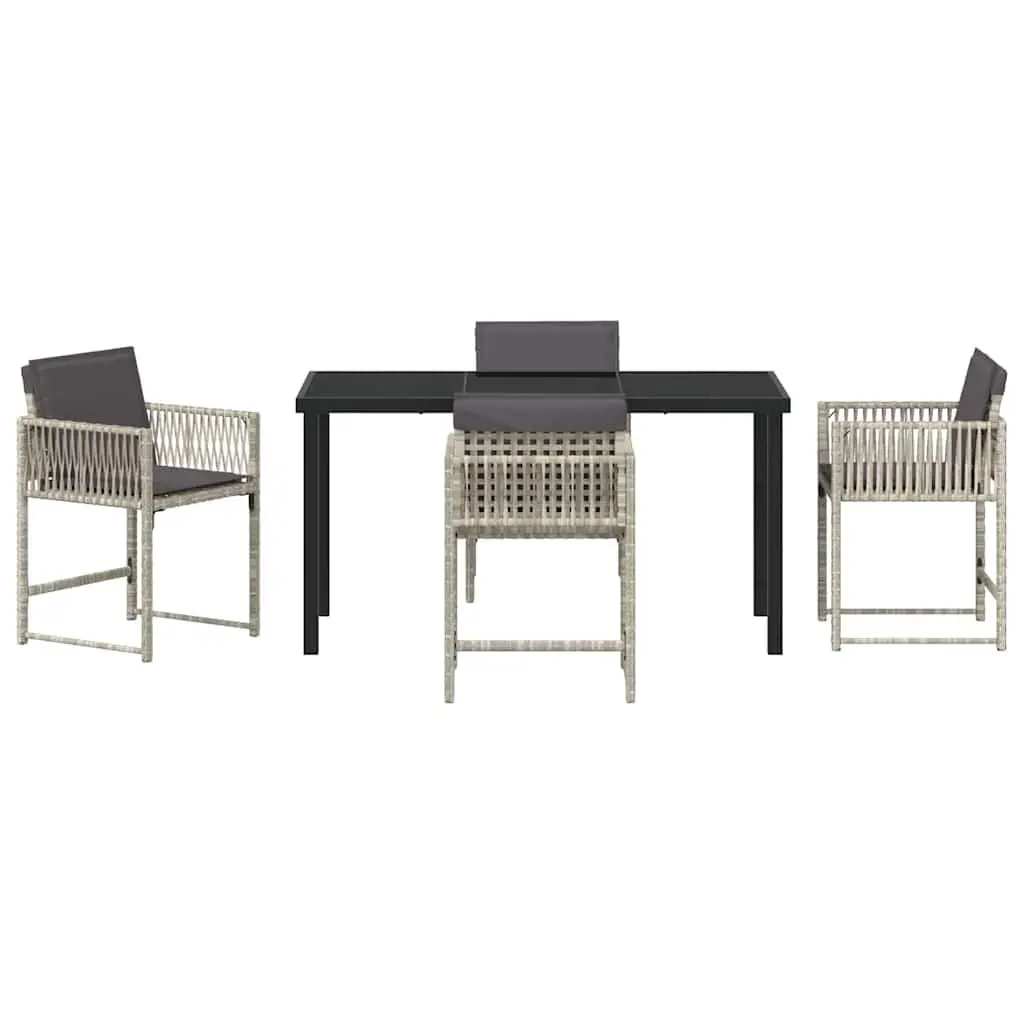Garden Dining Set Poly Rattan Steel 5 Piece Light Grey Patio Table