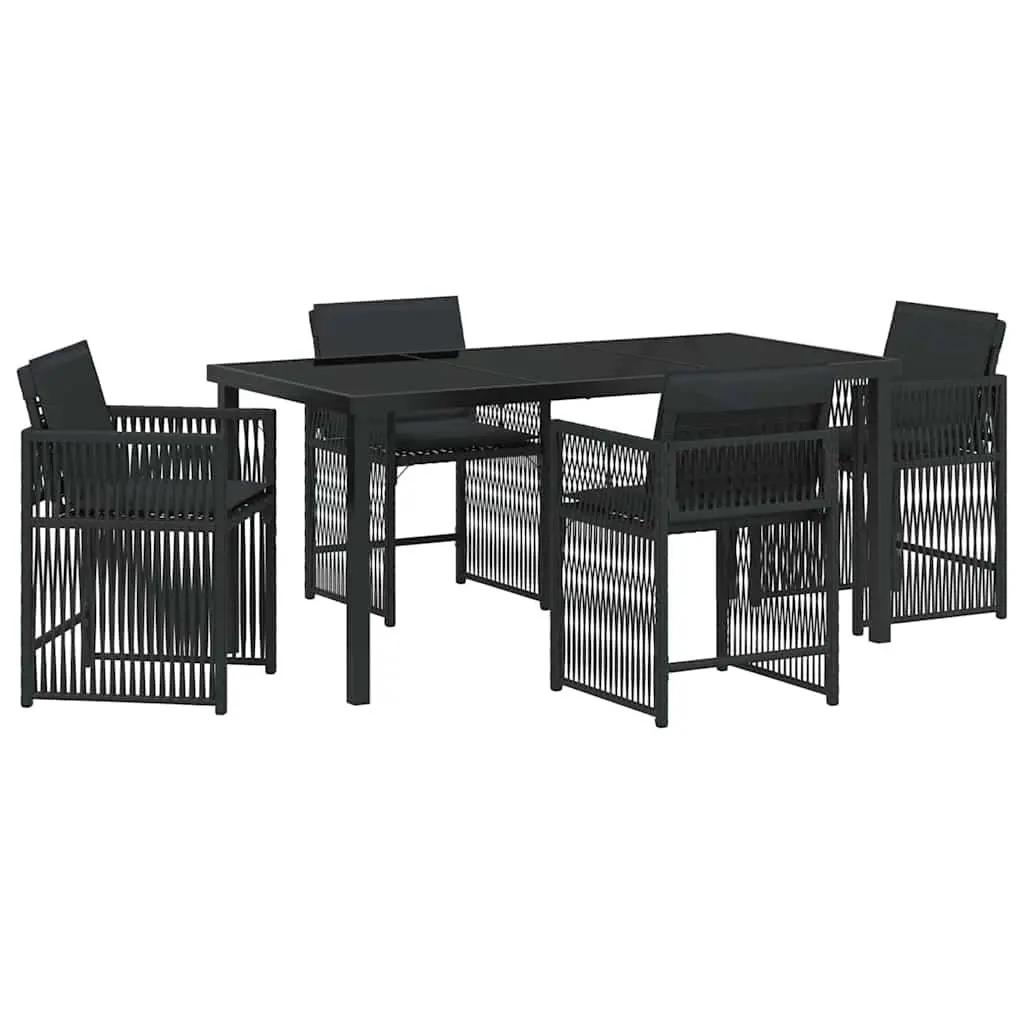 Garden Dining Set Poly Rattan 5 Piece Black Outdoor Furniture Table Chairs