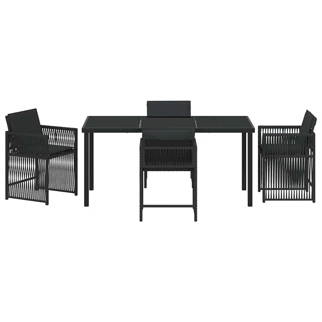 Garden Dining Set Poly Rattan 5 Piece Black Outdoor Furniture Table Chairs