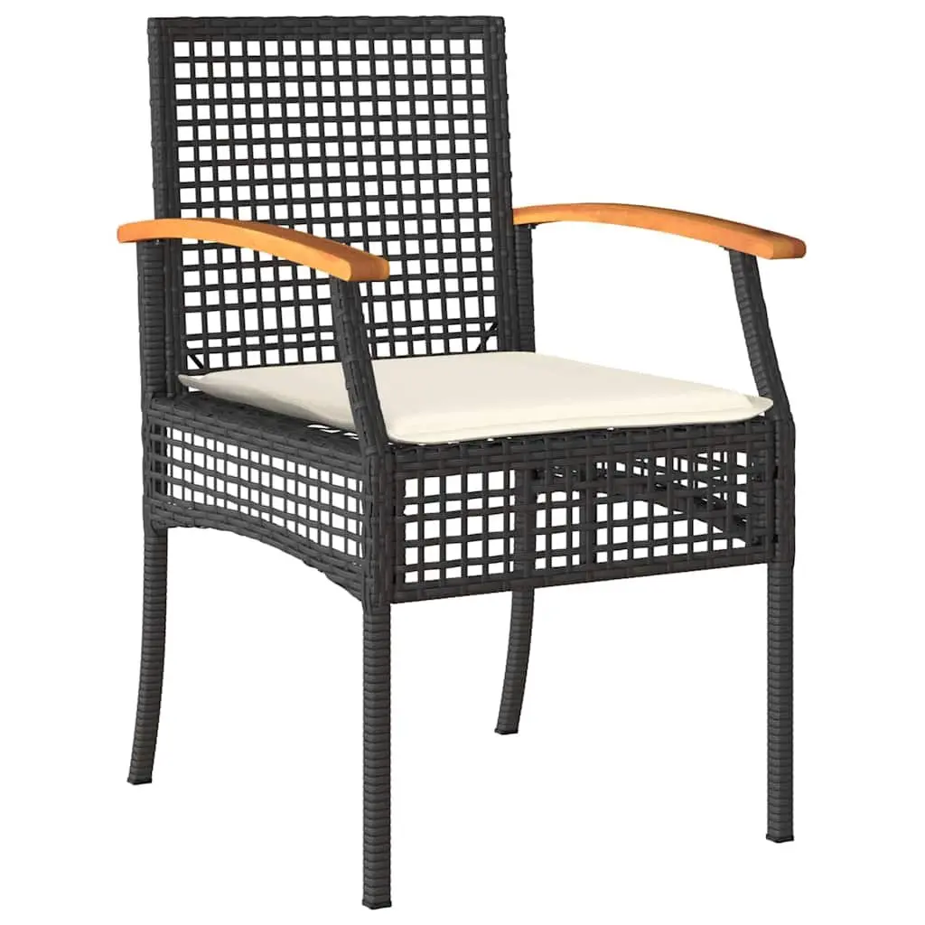 Garden Dining Set 3 Piece Outdoor Furniture Black Rattan Chairs Glass Table