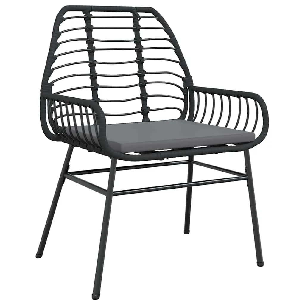 Outdoor Dining Set Black Poly Rattan 5 Piece Furniture with Glass Top Table and Chairs for Patios and Gardens