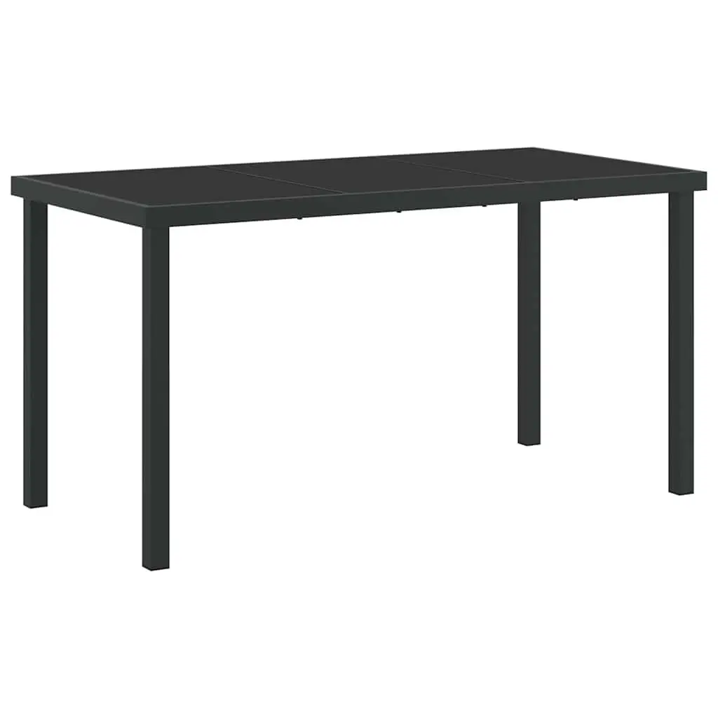 Outdoor Garden Dining Set 5 Piece Black Poly Rattan Table Chair Cushion Patio