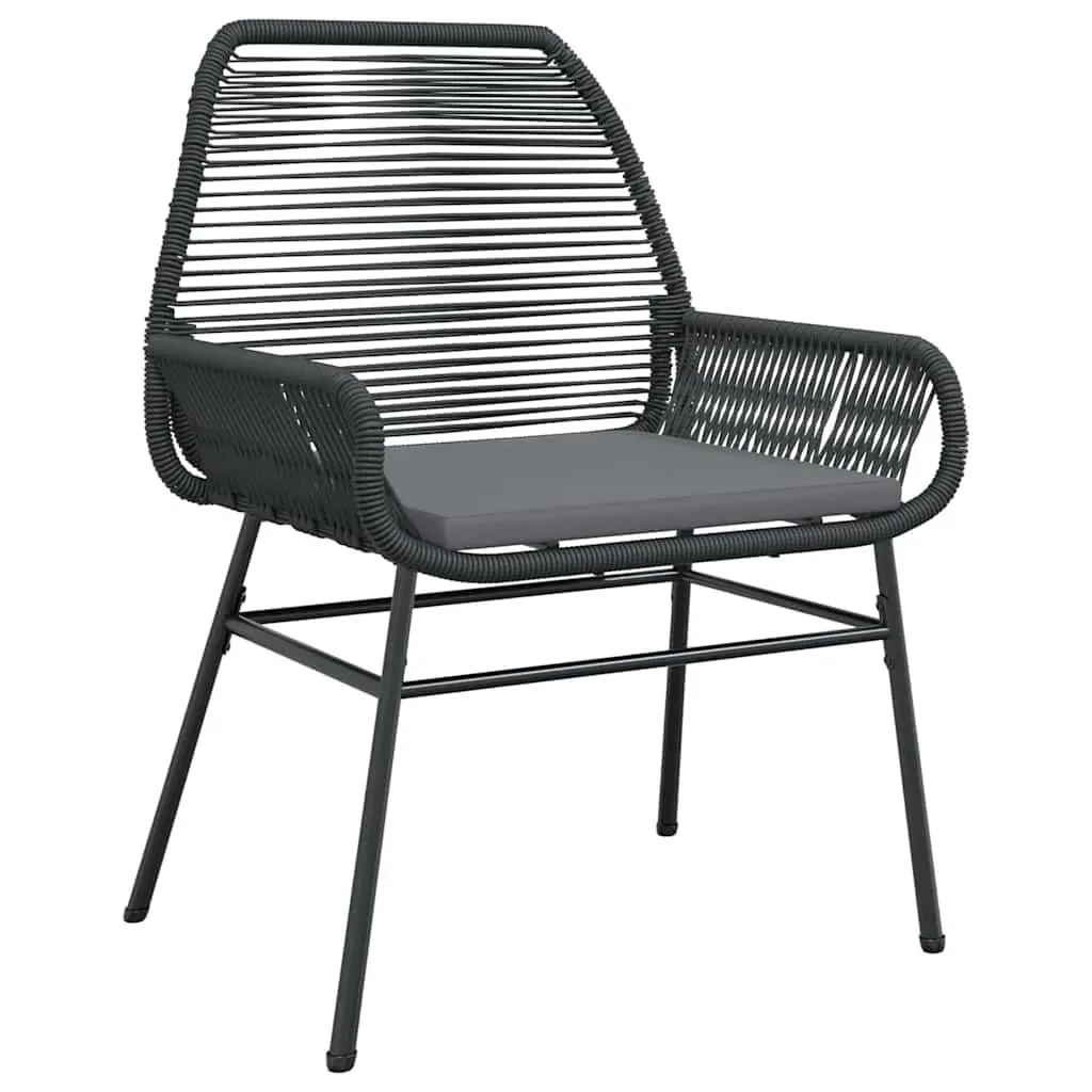 Outdoor Garden Dining Set 5 Piece Black Poly Rattan Table Chair Cushion Patio