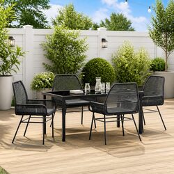 Functional Black Rattan Dining Set for Outdoor Use