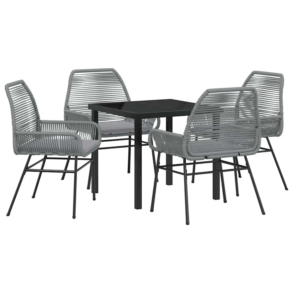 Garden Dining Set 5 Piece Outdoor Furniture Grey Poly Rattan with Cushions