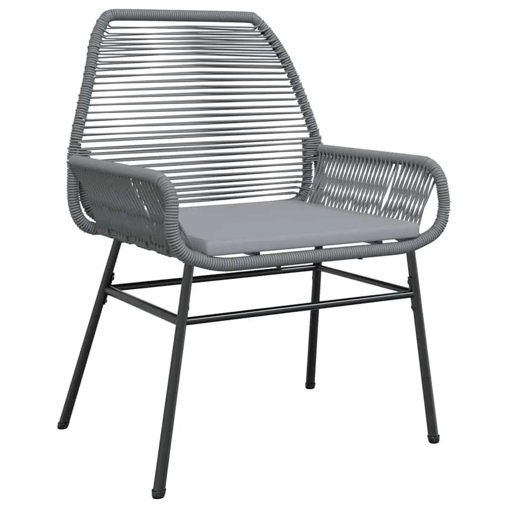 Garden Dining Set 5 Pieces Outdoor Furniture Grey Poly Rattan with Cushions