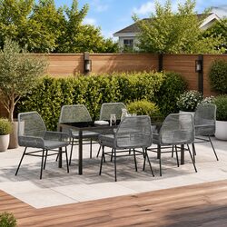 Practical 7-Piece Grey Garden Dining Set for Entertaining