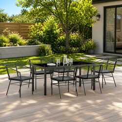Practical 7-Piece Outdoor Dining Set for Gardens and Terraces