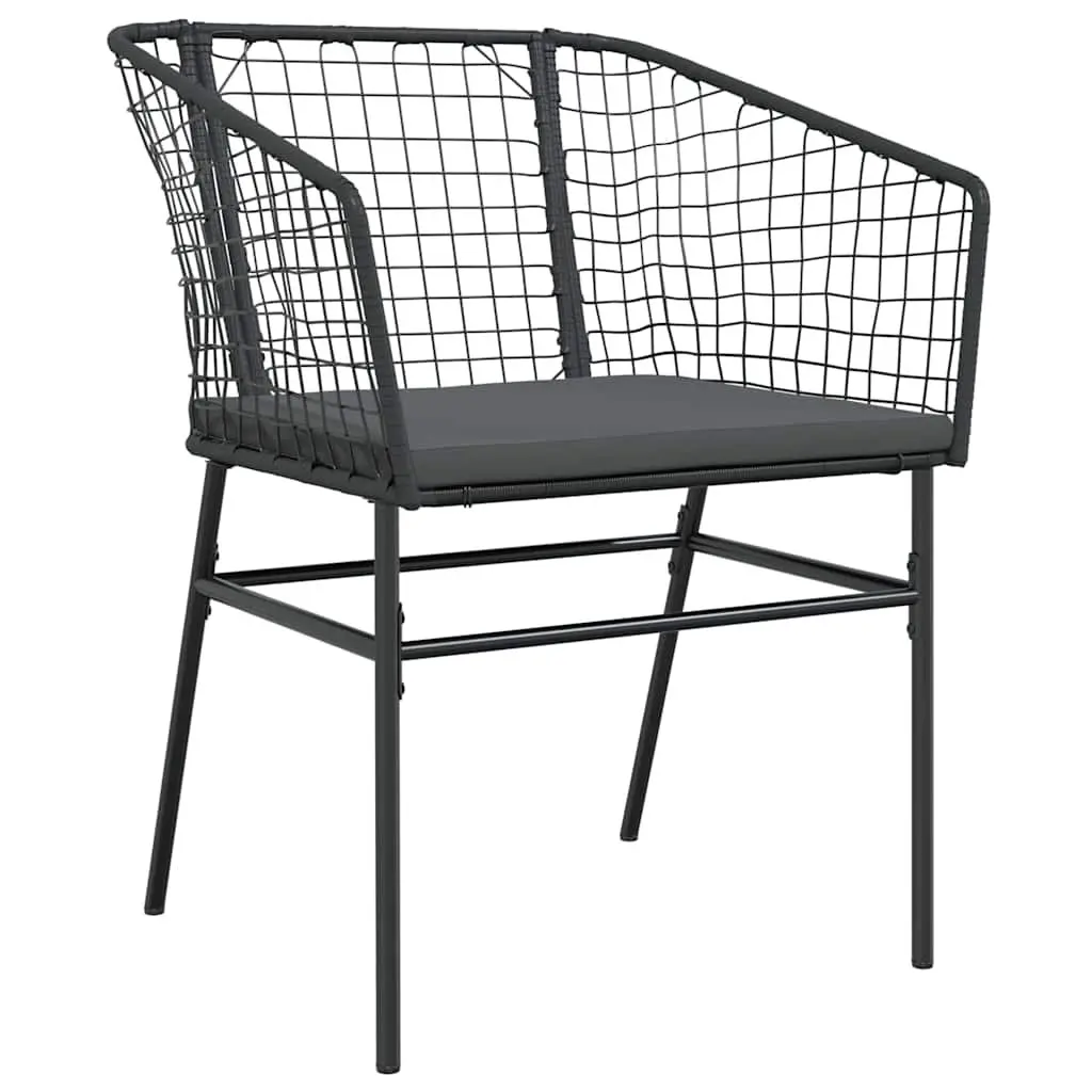7 Piece Outdoor Furniture Set Poly Rattan Black Glass Top Table Steel Frame Garden Dining