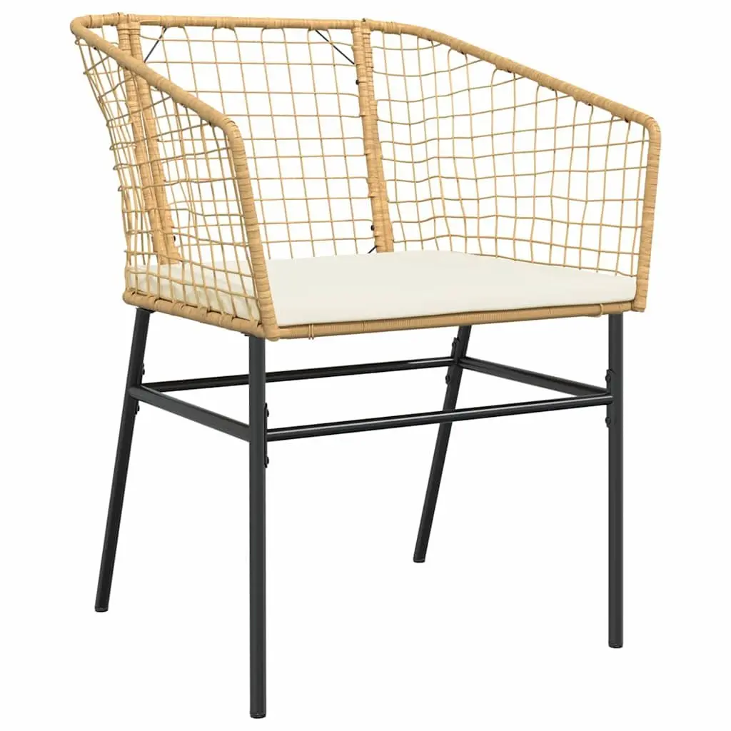 Outdoor Dining Set 5 Piece Brown Poly Rattan Glass Table and Armchairs Garden Furniture