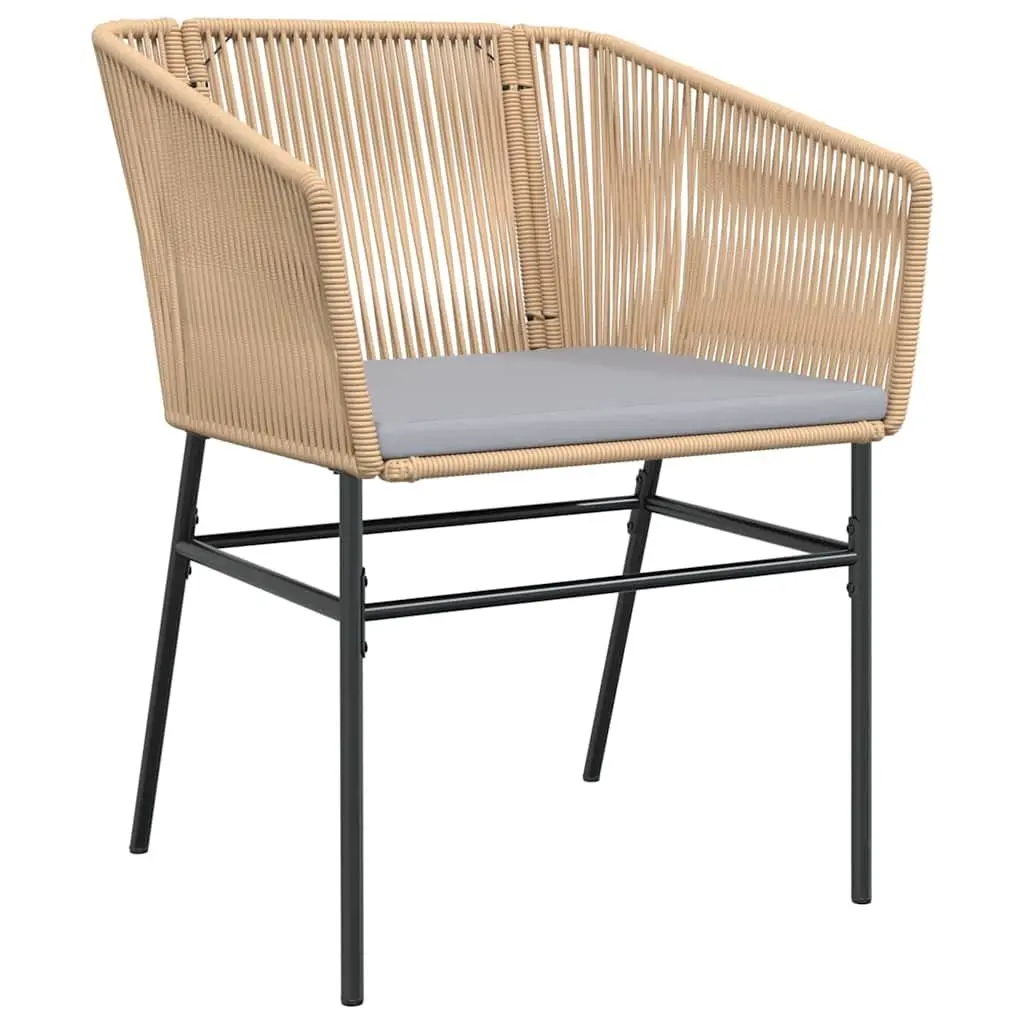 Garden Dining Set Brown Powder-coated Steel 5 Piece Modern Minimalist Outdoor Patio Furniture with Cushions