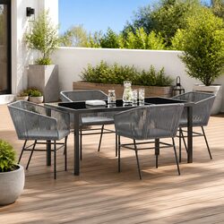 5-Piece Grey Steel Dining Set: Perfect for Outdoor Entertaining