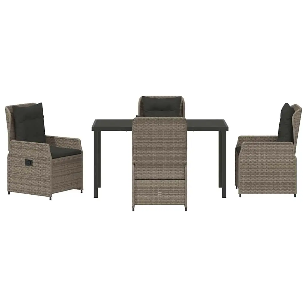 Garden Dining Set Poly Rattan 5 Piece Grey Outdoor Furniture Table Chairs