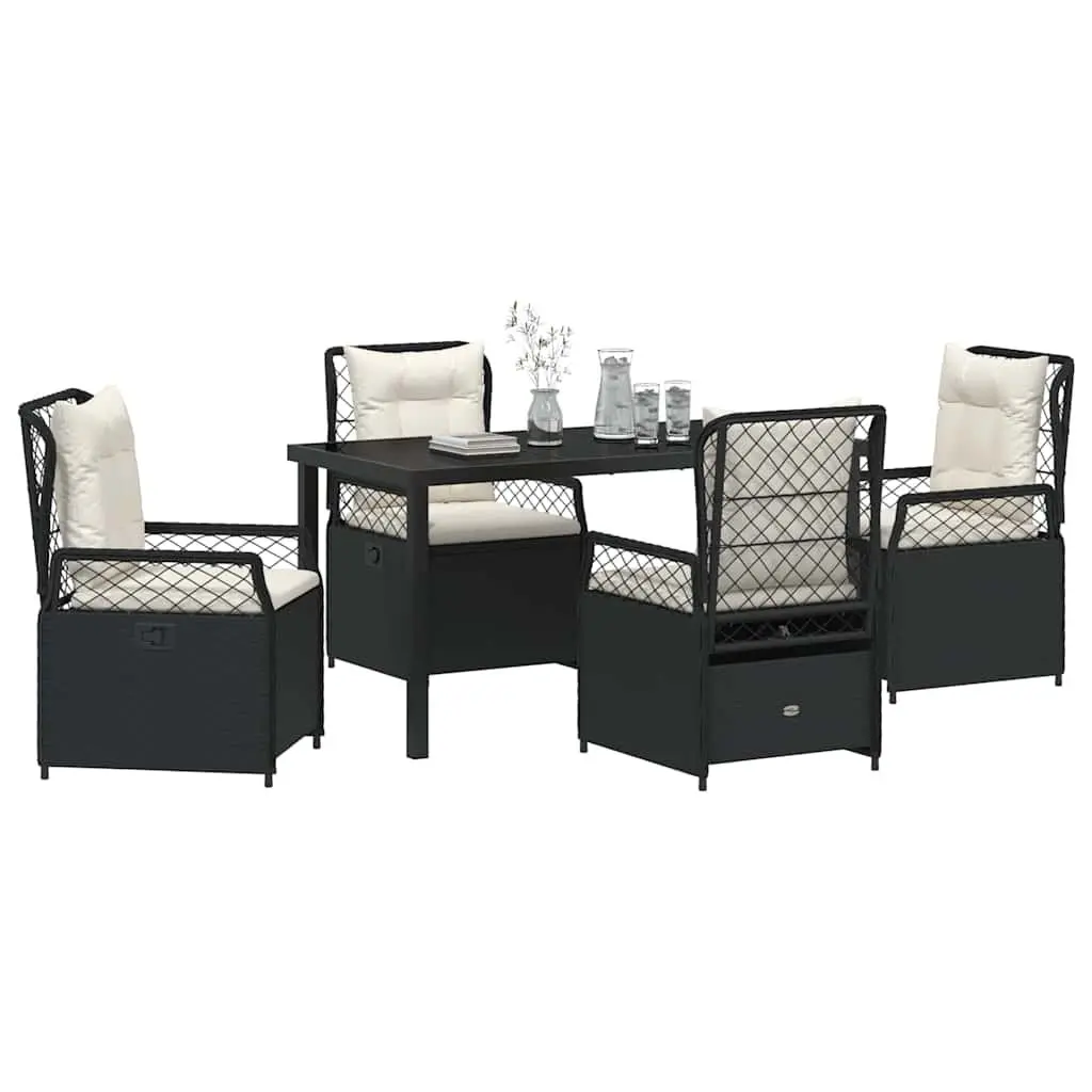 Garden Dining Set Poly Rattan 5 Piece Outdoor Furniture Black Table Chairs