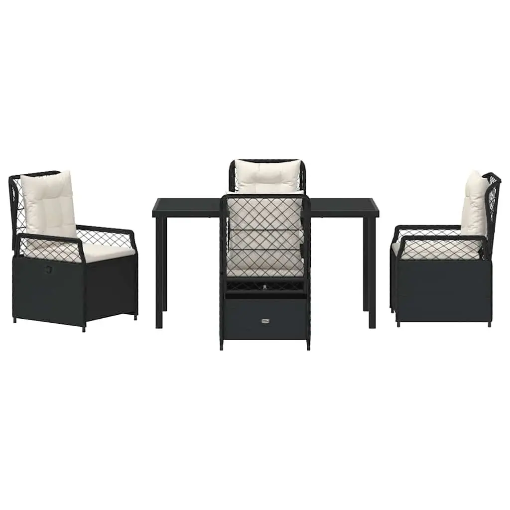 Garden Dining Set Poly Rattan 5 Piece Outdoor Furniture Black Table Chairs